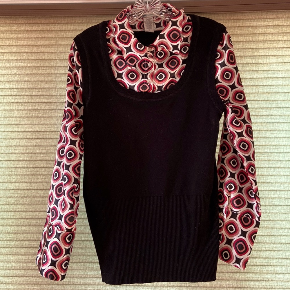 GUC Point Zero layered collared sweater top in size L